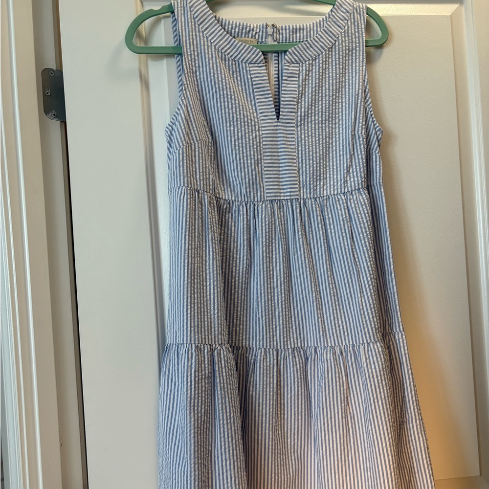 Talbots Blue and White Striped Casual Dress